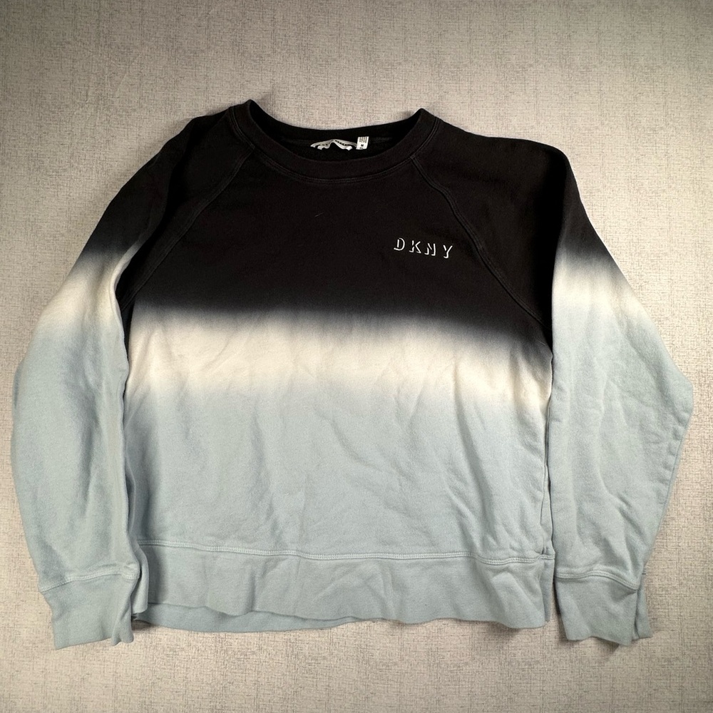 DKNY Men's Ombre Black and Gray Crewneck Sweater
